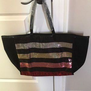 Black sequin tote bag